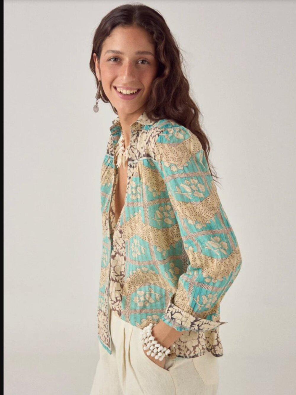 Maison Hotel Bruna Shirt Light Blue 100% Cotton - Picture 3 of 8